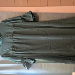 Elegant Green Dress with Ruffled Sleeves